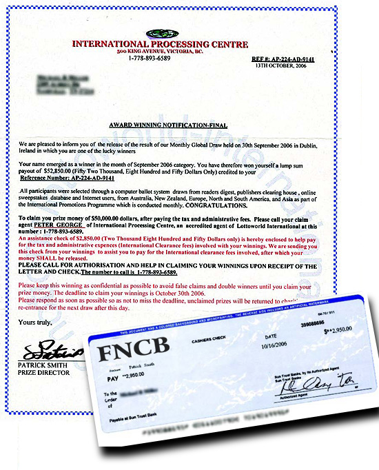 Lottery Letter Scam