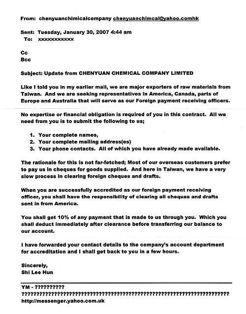 High-Profit, Low Risk Scam Letter