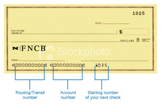 View the numbers on your check