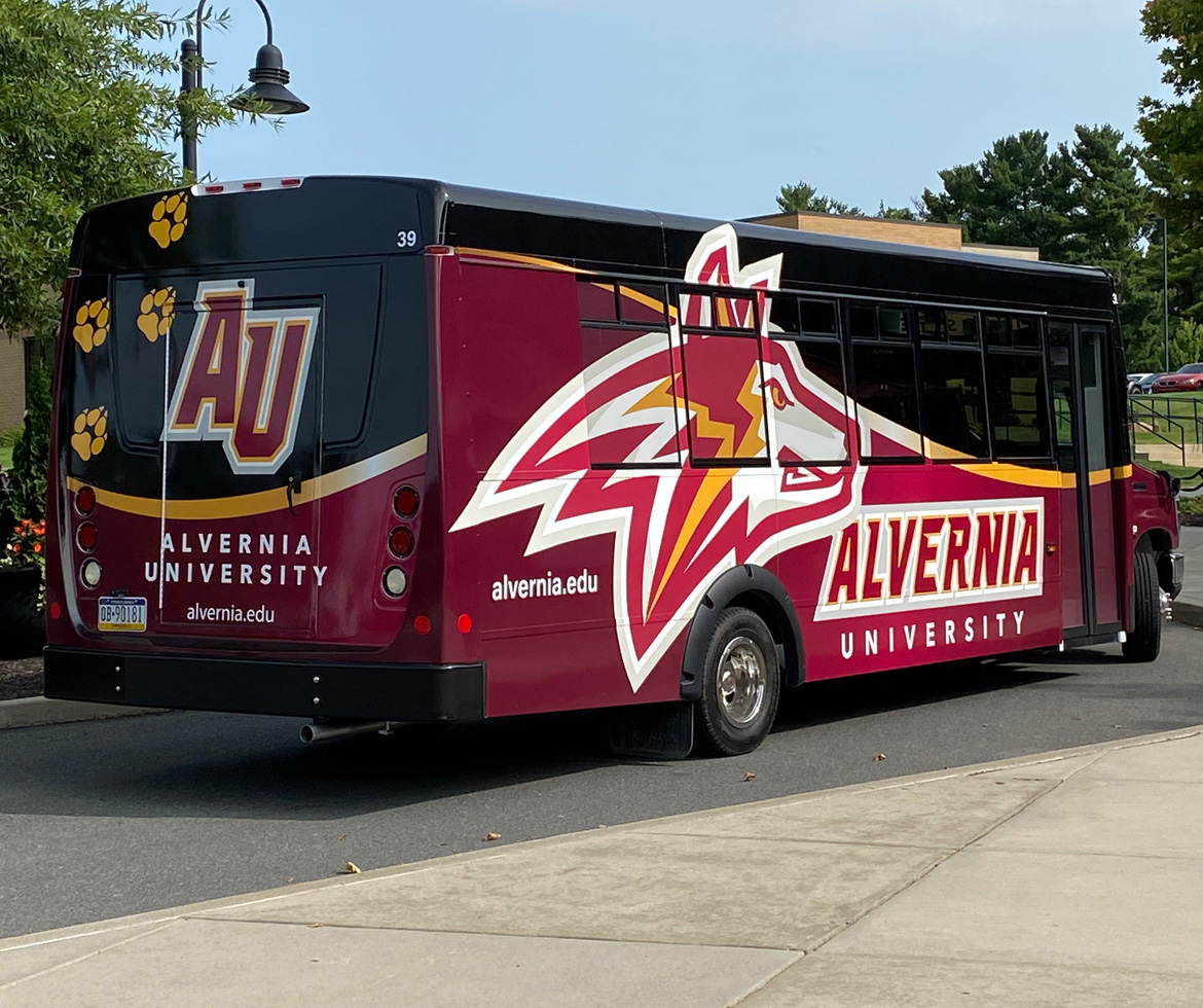 Alvernia University's shuttle bus wrap 