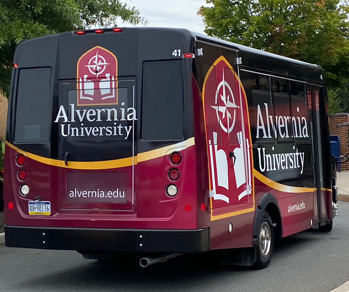 Alvernia University's shuttle bus wrap 