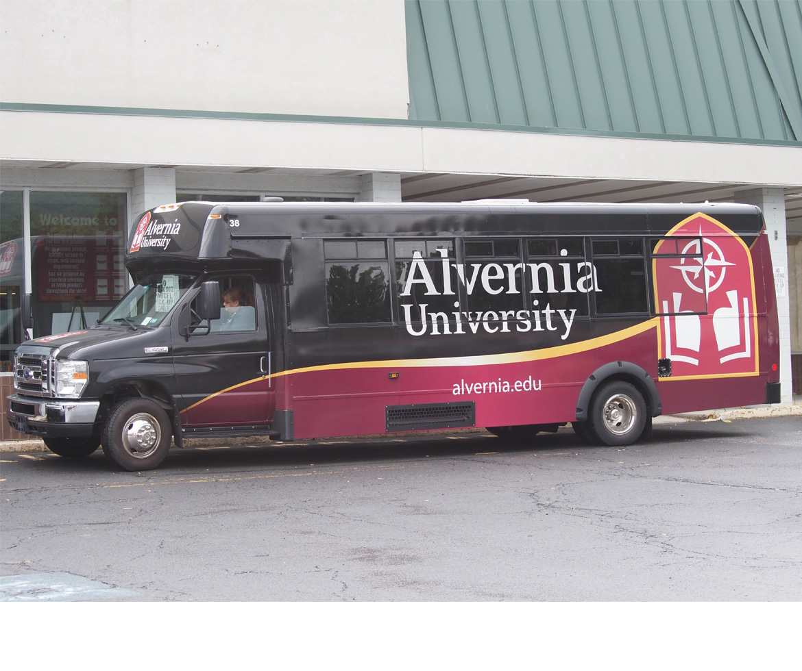 Alvernia University's shuttle bus wrap 